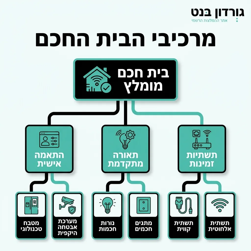 אינפוגרפיקה — מרכיבי הבית החכם: בית חכם מומלץ