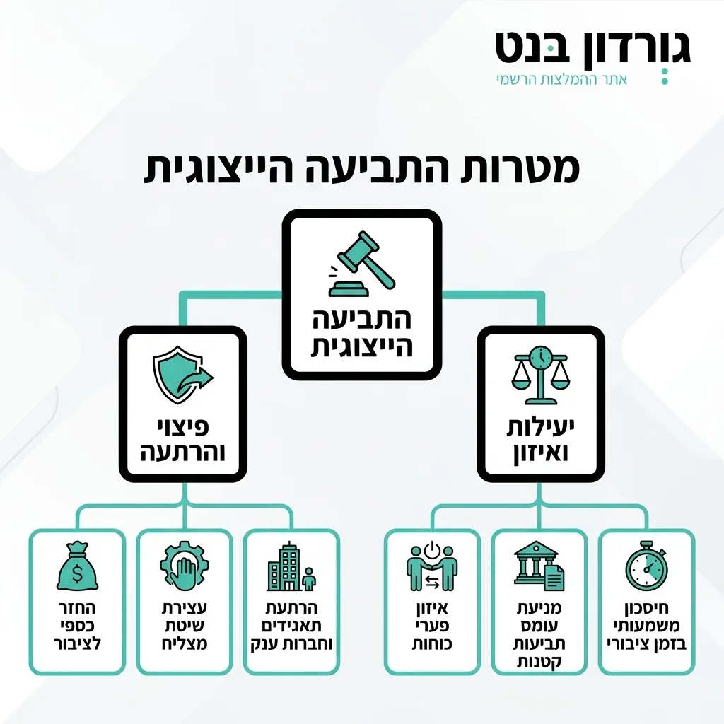 אינפוגרפיקה — מטרות התביעה הייצוגית: התביעה הייצוגית